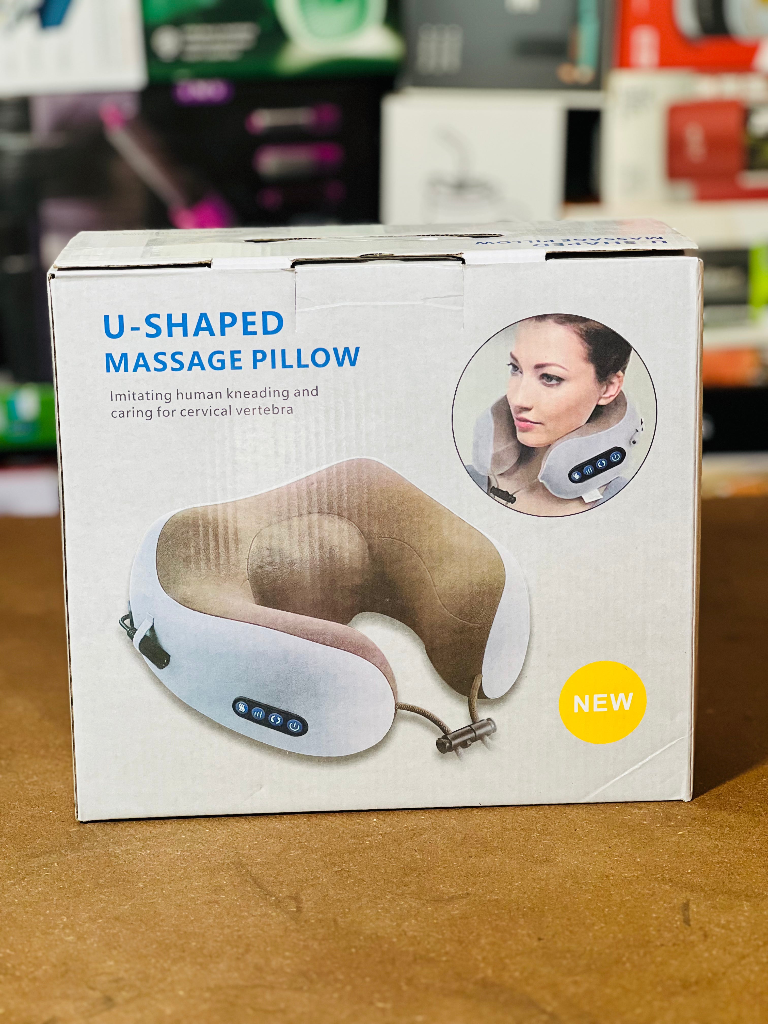 Electric Rechargeable U-Shape Neck Massager Pillow – Travel & Home Use