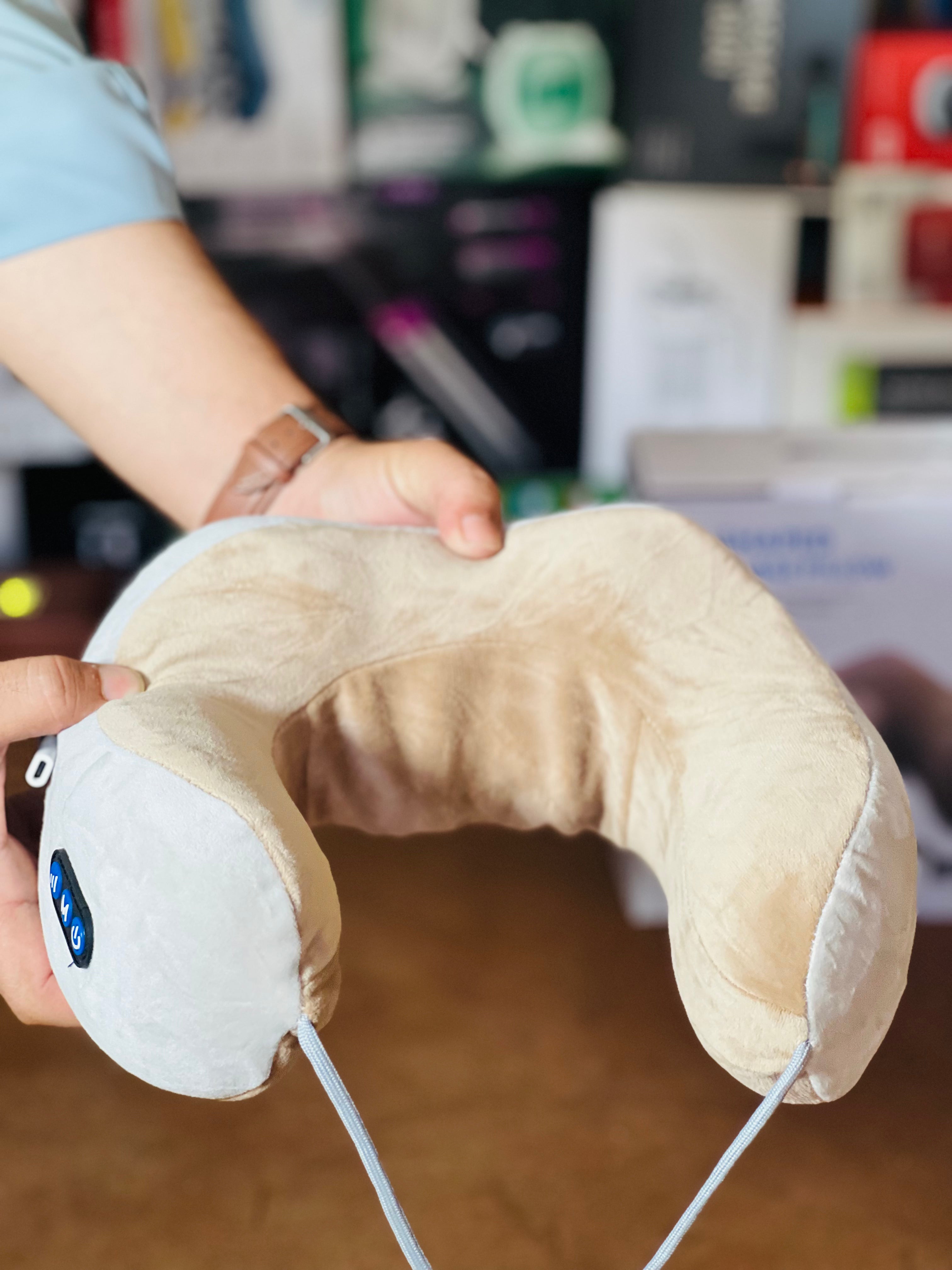 Electric Rechargeable U-Shape Neck Massager Pillow – Travel & Home Use