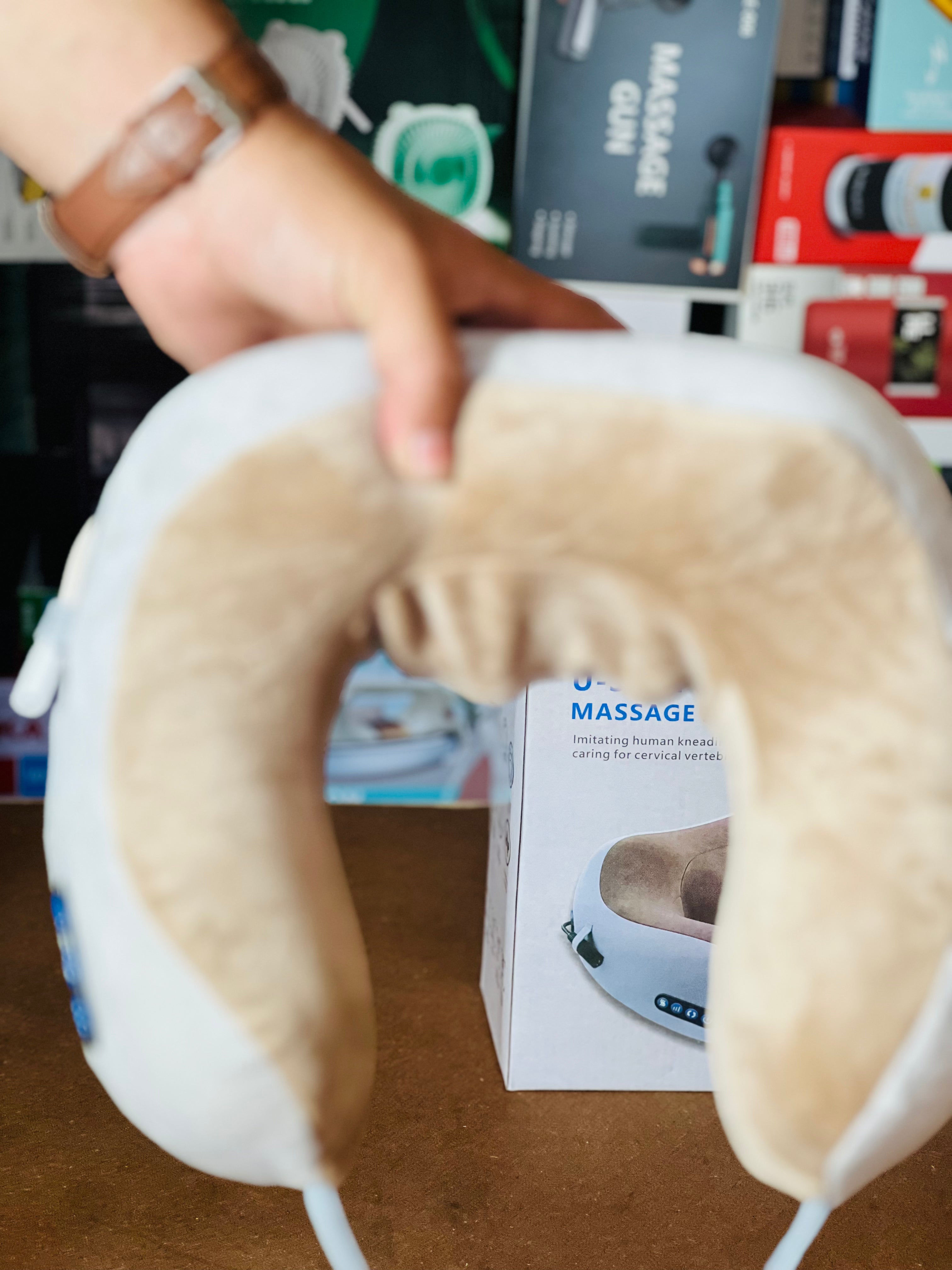 Electric Rechargeable U-Shape Neck Massager Pillow – Travel & Home Use